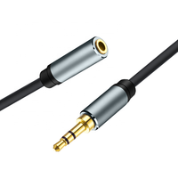 Câble audio coaxial 3,5 mm plaqué or 24 carats, fil d'extension stéréo pour microphone et écouteurs, connecteur mâle vers femelle