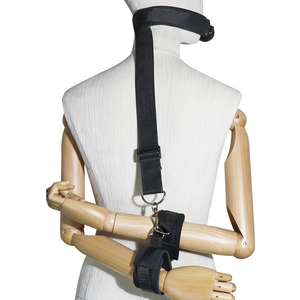 Adult Sexy SM Supplies Anti-Back-Hand Ribbon Suit with <b>Leather</b> <b>Handcuffs</b> Strap for Couple Usage Adult Sex Bondage Gear - Product Image 1
