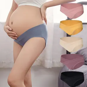 Wholesale 9 Colors Maternity Female Pregnant Pregnancy Cotton Low Waist Soft Care Underwear Panties Briefs For Woman