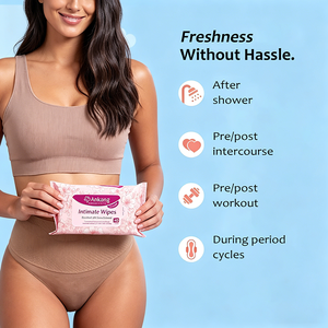 Lingettes intimes équilibrées au pH pour femmes, vente en gros OEM, marque privée, lingettes d'hygiène féminine sans alcool, adaptées aux peaux sensibles - Product Image 4