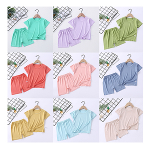 Nouveaux ensembles de vêtements décontractés pour garçons d'été, couleurs unies, t-shirt à manches courtes, shorts, 2 pièces, <span class=keywords><strong>pyjama</strong></span> pour bébé <span class=keywords><strong>garçon</strong></span>, ensemble de 2 pièces - Product Image 1