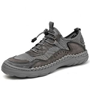 Baskets en maille à lacets respirantes, bout rond, semelle extérieure en caoutchouc, semelle intermédiaire en EVA, toutes saisons, couleur unie, chaussures pour hommes - Product Image 1