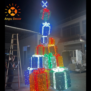 Kunden spezifische Outdoor 3D Big Geschenk Baum Motiv Licht Weihnachts dekoration Skulptur Weihnachts beleuchtung für Weihnachts dekorationen