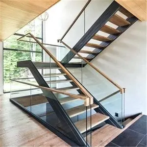 multy storied external stair design with straight stair glass railing