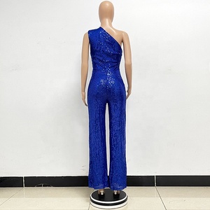 Combinaisons strass pour femmes une épaule barboteuse à paillettes salopette à paillettes survêtement brillant <span class=keywords><strong>pantalon</strong></span> scintillant <span class=keywords><strong>pantalon</strong></span> à jambes larges - Product Image 6
