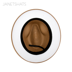 Sombrero de Paja para Hombre Bruno Capelo, 100% Poliéster Trenzado, Ala Rizada, Dos Tonos de Color, Banda con Lazo de Pluma para Viajes, Pesca y Actividades al Aire Libre - Product Image 6