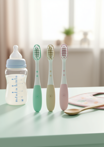 Spazzolino da denti in silicone per bambini, corpo dritto, senza BPA, 0-12 mesi, setole morbide per l'igiene orale dei neonati - Product Image 2