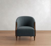 Fauteuil à accoudoirs inclinables avec coussin fixe, pieds en bois de caoutchouc, finition brun clair, ressorts sinusoïdaux en acier anti-affaissement