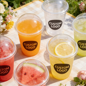 Gobelets en plastique givré en forme de U à paroi simple personnalisés 90 mm 1000 ml avec couvercle pour jus - Product Image 6