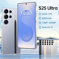 Teléfono Inteligente S25Ultra Desbloqueado de Alto Rendimiento con Procesador Deca Core, Android 15, 16G+1TB, S-Pen, Pantalla HD, 4G