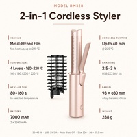 Brosse à boucler sans fil à affichage LED 4 niveaux, arrêt automatique, fer à friser portable sans fil, chauffage céramique, pour hôtel, camping-car, voyage, vente en gros