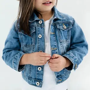 Vestes en Jean Denim bleu pour enfants, personnalisés, OEM, printemps, pour filles, unisexes, pour bébés garçons