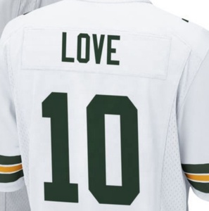 Prêt à expédier Love #10 <span class=keywords><strong>Maillot</strong></span> de football américain cousu blanc de meilleure qualité - Product Image 1