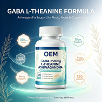 Capsules GABA en marque blanche OEM, 120 unités, avec L-Théanine et Ashwagandha, Complément alimentaire
