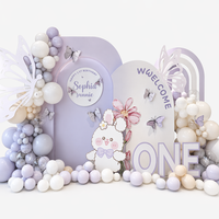 Toile de fond pour 1er anniversaire sur le thème de la forêt, rose, avec friandises, animaux de la jungle, panneau KT, ensemble de ballons, fond de fête pour photomaton