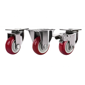 Verstelbare 3 inch, 4 inch, 5 inch rode universele industriële zware zwenkwielen PU medium met rem draaiplateau meubelwerkplaats - Product Image 2