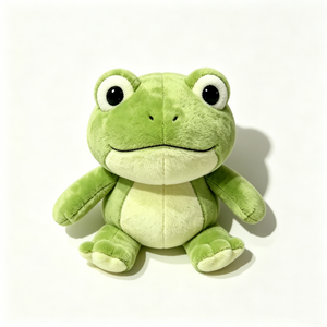 Rana de peluche personalizada, compacta, redonda y sentada, de color verde pastel suave y estético. - Product Image 4