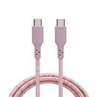 Nouveau câble de charge rapide USB-C vers USB-C en nylon tressé rose PD 3A 60W pour batterie externe, écouteurs, téléphone portable et tablette