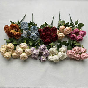 Venta al por mayor de rosas artificiales, simulación de flores artificiales modernas, ramo de flores de boda de rosas de imitación de 10 colores - Product Image 1