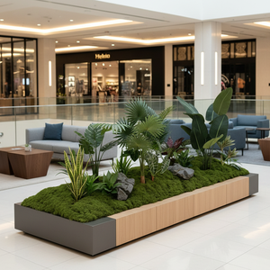 LO-787 Aménagement paysager végétal artificiel personnalisé 350x100cm – Design professionnel de verdure tropicale artificielle pour espaces intérieurs et commerciaux - Product Image 1