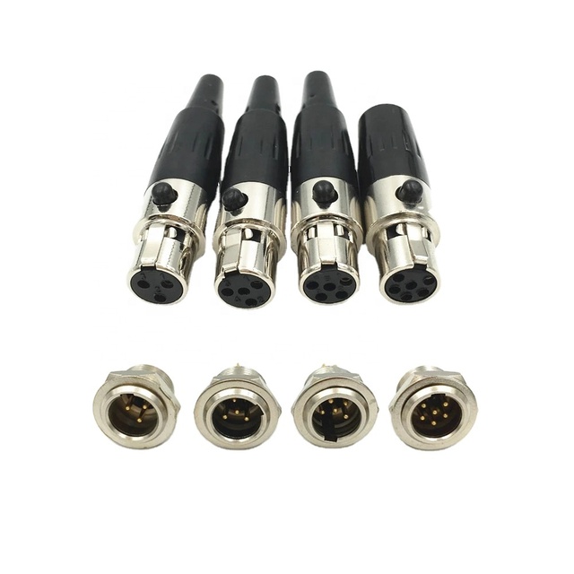 Mini XLR 3 4 5 6 Pin Female Plug + Male Socket Small XLR Audio Microphone Connector MIC for Cable Soldering Straight