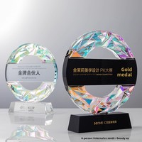 Trophée HBL en métal et résine, nouveau design, cristaux colorés, formes géométriques, impression UV, trophée pour les récompenses d'entreprise
