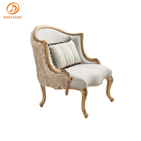 Haut de gamme appartement bois canapé européen Antique européen personnalisable velours salon hôtel rétro luxe Vintage loisirs chaise