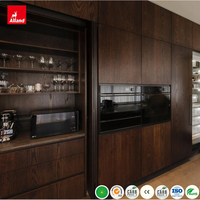 Allandgroup, les meubles en placage de bois naturel les plus populaires récemment, porte en dalle personnalisée, couleur noyer noir, mélamine, armoire de cuisine