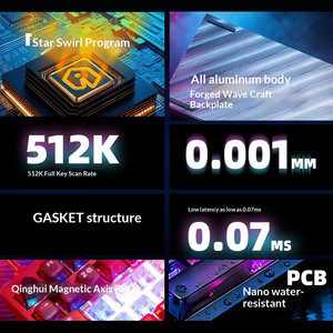 Clavier de jeu IROK MG75 V2 à effet Hall, interrupteurs magnétiques, déclenchement rapide, fréquence d'échantillonnage 8K, aluminium CNC, RGB, filaire, SOCD Snap Tap - Product Image 3