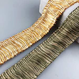 شريط دانتيل ذهبي عالي الجودة بشرّابات لتزيين أغطية الوسائد والكنب، إكسسوارات حواف ستائر ومنسوجات منزلية وسجاد - Product Image 4