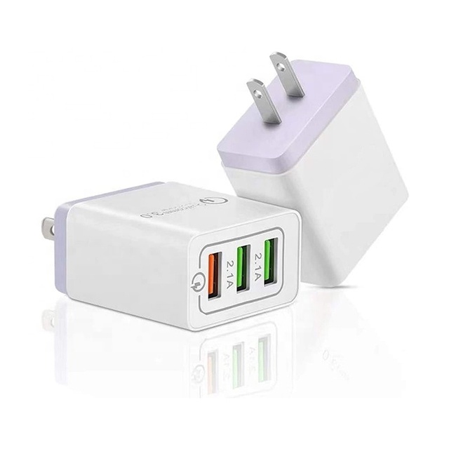 Factory Supply 18W 3-in-1 QC3.0 Electric Wall USB Charger for Smartphones CE Certified OCP/OPV/Short Circuit Protection