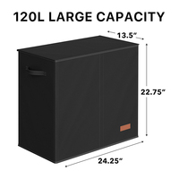 Panier à linge double avec couvercle et sacs amovibles, panier à vêtements pliable à 2 compartiments pour chambre, salle de bain, dortoir