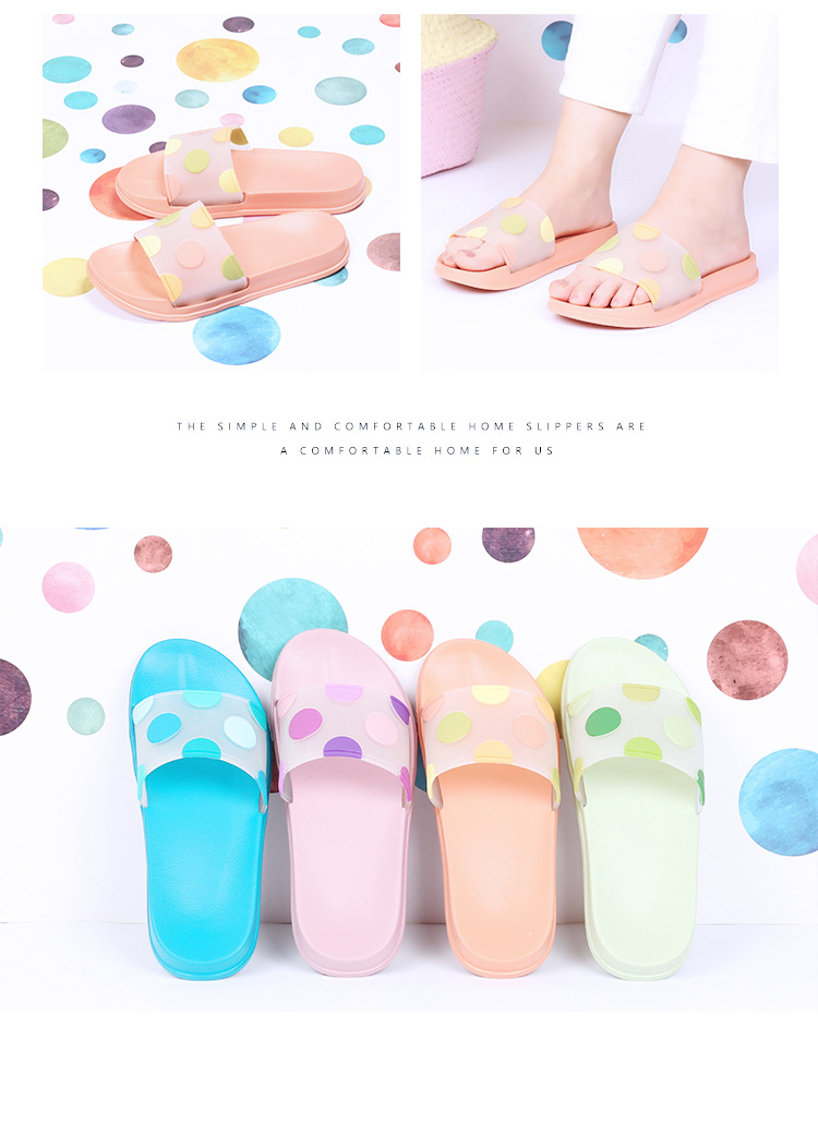 Custom Transparent Slippers Indoor Non-slip Cute Cartoon Polka Dot Slippers for Women