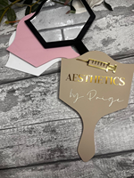 Miroir de maquillage moderne personnalisé en acrylique pour technicien(ne) de sourcils, miroir de vanité écologique avec motifs sur mesure