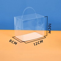 Boîtes à gâteaux en plastique PET à main, boîtes à gâteaux carrées transparentes en plastique avec support en papier cartonné blanc pour la décoration de fête de mariage