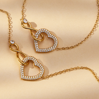 Ensemble de bijoux fantaisie personnalisés, plaqué PVD or 18 carats, collier pendentif en acier inoxydable, collier cœur en zircon imperméable, bracelet pour femmes