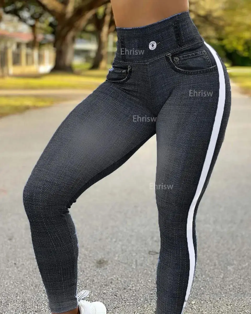 Leggings De cintura alta con realce de cadera de melocotón Fajas Jeans Colombiano Spandex Lipo Popsugar Pantalones De Mujer Tiro Alto Jean Con Faja