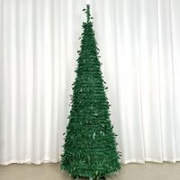 Árbol de Navidad Artificial de Abeto Plegable de Alta Calidad con Luces LED, Verde, Decoración Interior