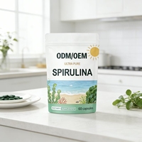 Capsules de spiruline emballées en sachet OEM/ODM, complément alimentaire quotidien portable, usine source, étiquette privée personnalisée