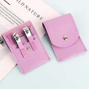 2025 baru diskon besar-besaran profesional 4 potong Set manikur Mini baja tahan karat perlengkapan kuku untuk pemula dengan wadah kulit - Product Image 5