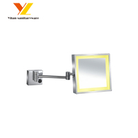 Professional LED Magnifying Make-up Mirror Dual Arm Extend Modern Square Wall Mount Chrome/Black Copper Frame 1 Hotel Villa