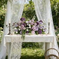 Vente en gros de guirlandes de fleurs artificielles en soie, fleurs vertes pour table de mariage, rangée de fleurs pour événements, réceptions de mariage, décoration