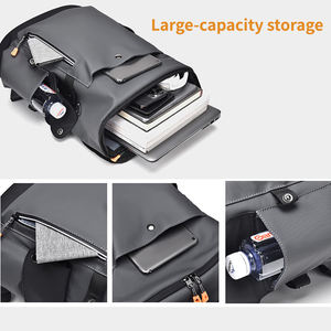 กระเป๋าเป้สะพายหลังแล็ปท็อป PU น้ำหนักเบา ดีไซน์เรียบง่าย ช่องเสียบ USB กันน้ำ สไตล์อังกฤษ ใช้ได้ทั้งลำลองและธุรกิจ - Product Image 5