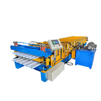 Machine de formage à froid de tuiles de toiture en acier trapézoïdales doubles avec commande PLC pour la construction