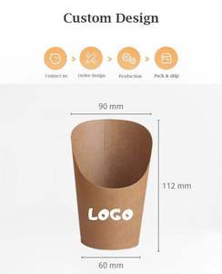 Food Grade Oil Resistant 12oz Custom Printed <b>Biodegradable</b> Coated Kraft <b>Paper</b> Container For Fries Hamburger Noodles - Product Image 1