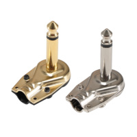 Connecteurs audio équilibrés TRS à angle droit plaqués or 6.35mm jack stéréo mono 1/4 pour câble d'instrument