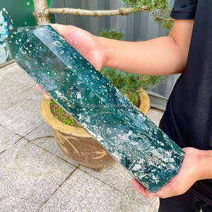 맞춤형 대형 타워 고품질 광택 천연 치유 대형 이끼 마노 타워 크리스탈 포인트 - Product Image 4