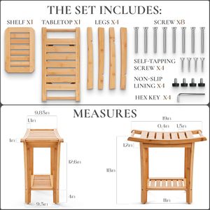 Banco de ducha de bambú, asiento organizador de <span class=keywords><strong>baño</strong></span> de Spa de madera de 2 niveles <span class=keywords><strong>con</strong></span> estante de almacenamiento inferior, silla de <span class=keywords><strong>baño</strong></span> de madera, <span class=keywords><strong>taburete</strong></span> de <span class=keywords><strong>baño</strong></span> pequeño - Product Image 6