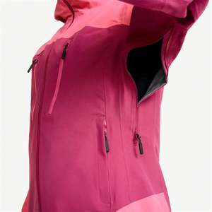 Conjunto de chaqueta y pantalones deportivos de poliéster Rosa personalizado para mujer, prendas de vestir informales sólidas con cuello levantado para la temporada de otoño - Product Image 2