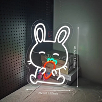 Neonawall Enseigne néon LED personnalisée Lapin mignon IP65 USB à intensité variable Lumière de nuit blanc chaud pour chambre d'enfant, chambre de bébé, fête d'anniversaire